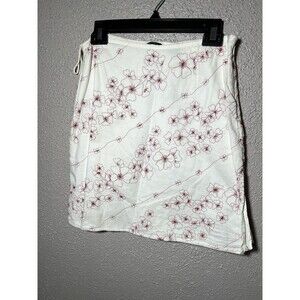 American Eagle Outfitters Womens Cotton Skirt Off White Red Floral Mini Size 0